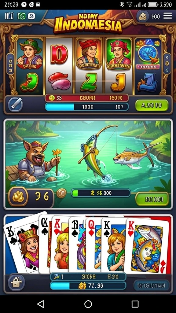 Screenshot menunjukkan berbagai tema slot yang beragam.