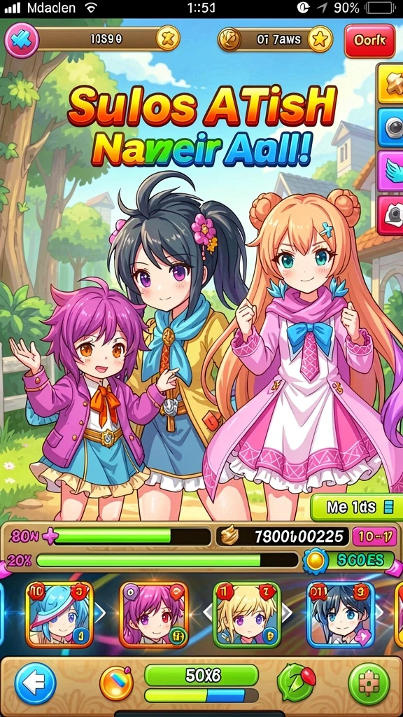 Screenshot yang menunjukkan peta level yang berwarna-warni.